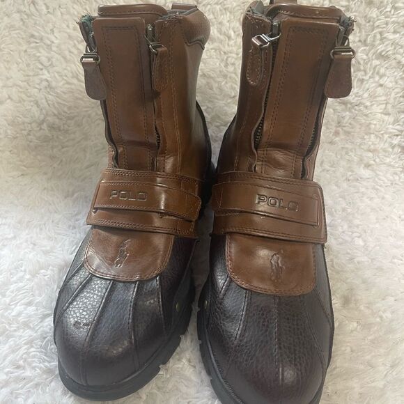 Polo Ralph Lauren Men\'s Darrance Ankle Boot, Tan/ Black SZ13D main image 7
